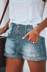 Sky High Rise Denim Shorts