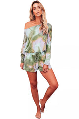 Tie Dye Green Shorts Set