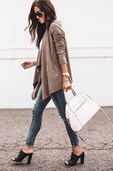 Grey Suede Draped Cardigan