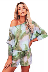 Tie Dye Green Shorts Set