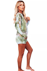 Tie Dye Green Shorts Set